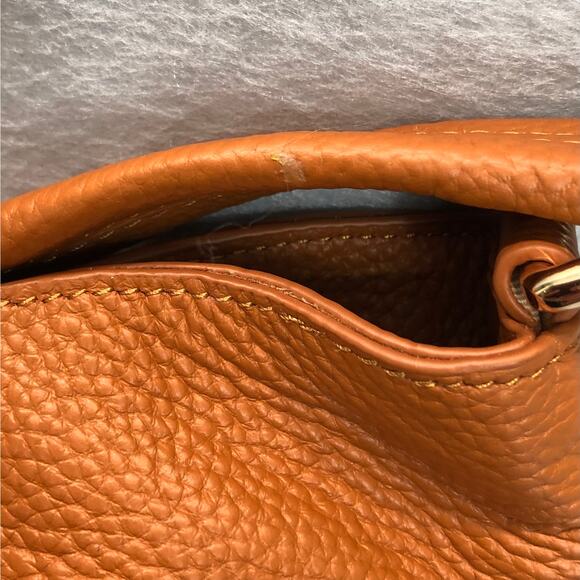 Tote Le Monde Cognac Pebble Leather Shoulder Bag - Picture 3 of 11